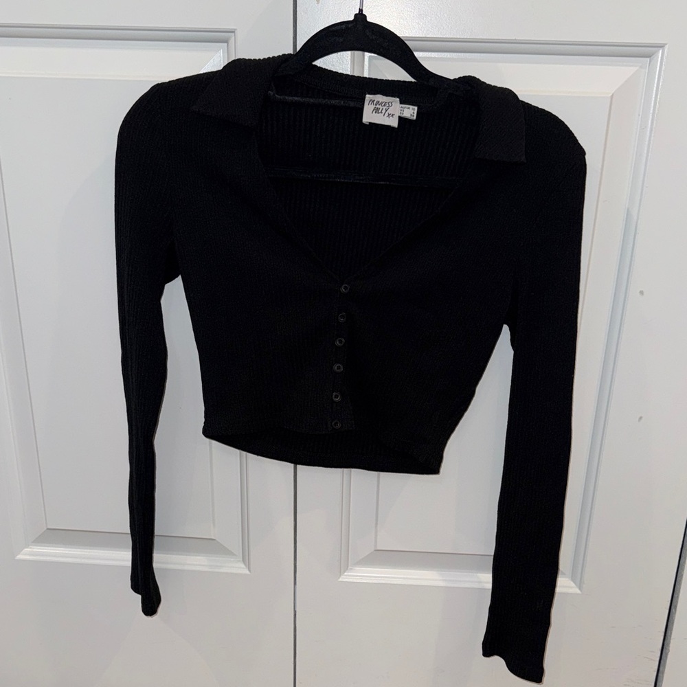 Princess Polly Black Button-Up Women Top